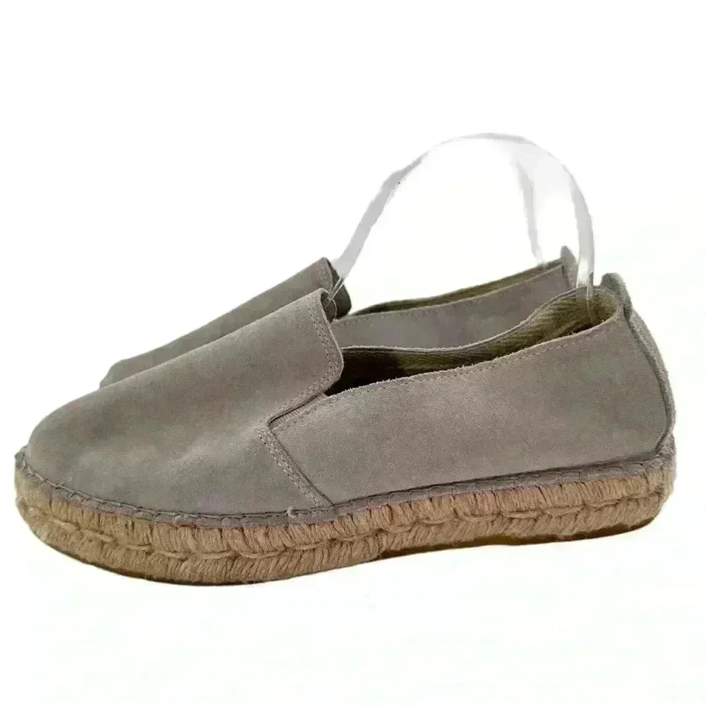 Fabiolas flats size 40 gray suede flatform Espadrilles coastal coastal granny
